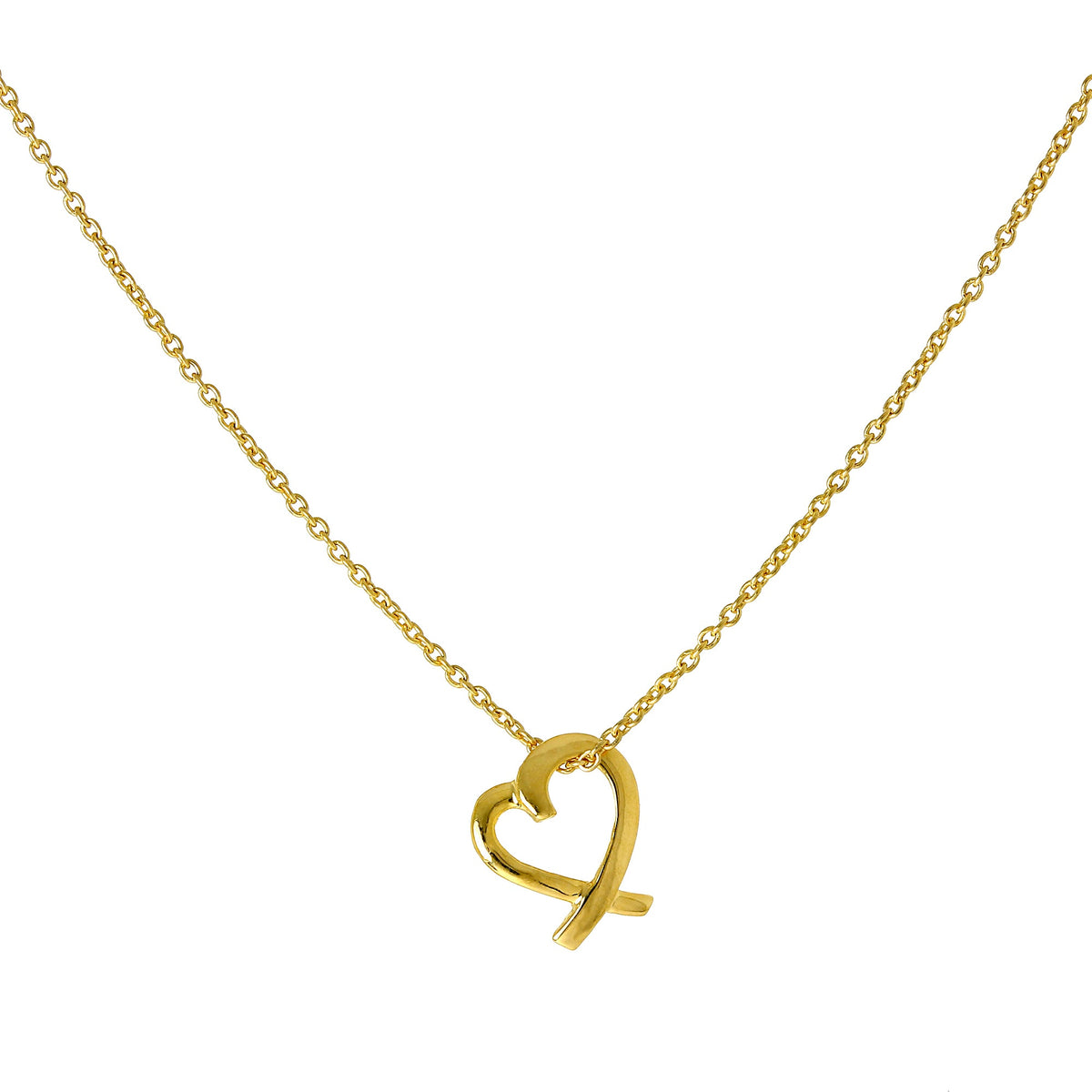 Collier avec pendentif cœur ouvert en or 9 carats de 40 cm