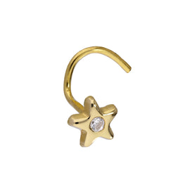 Piercing de nez étoile en or 9 carats et cristal CZ