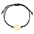 Bracelet réglable en or 9 carats avec cordon coloré et contour pieds de bébé