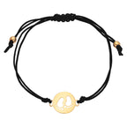 Bracelet réglable en or 9 carats avec cordon coloré et contour pieds de bébé