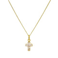 Collier avec pendentif croix en or 9 carats et petit cristal CZ, 40 à 50 cm