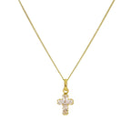 Collier avec pendentif croix en or 9 carats et petit cristal CZ, 40 à 50 cm