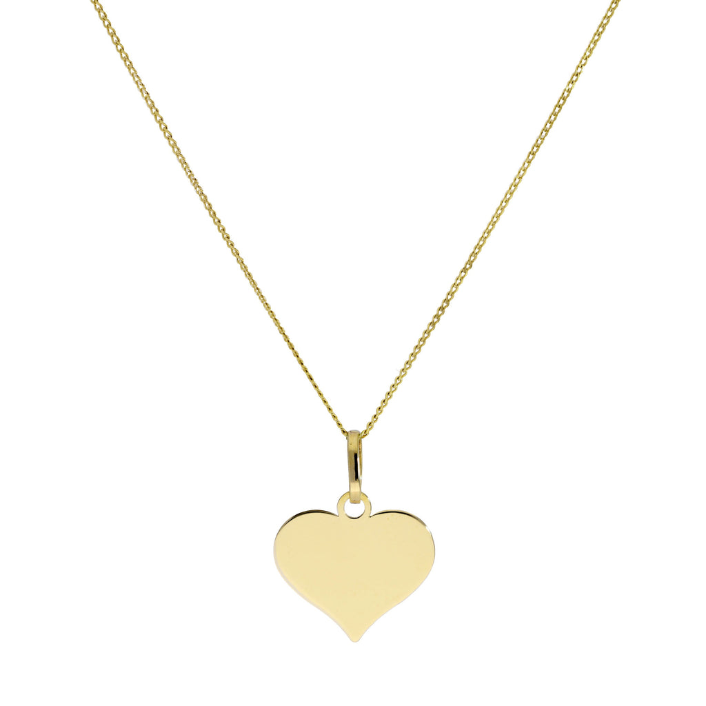 Collier pendentif cœur gravable en or 9 carats de 40 à 50 cm