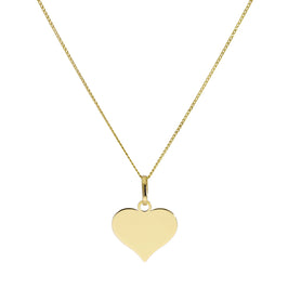 Collier pendentif cœur gravable en or 9 carats de 40 à 50 cm