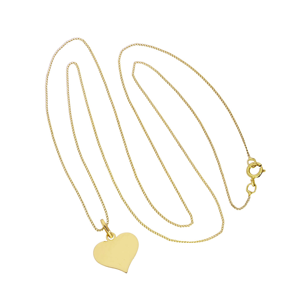 Collier pendentif cœur gravable en or 9 carats de 40 à 50 cm
