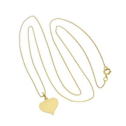 Collier pendentif cœur gravable en or 9 carats de 40 à 50 cm