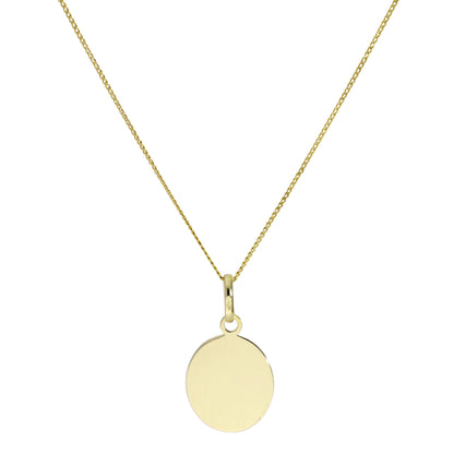 Collier pendentif ovale gravable en or 9 carats de 40 à 50 cm