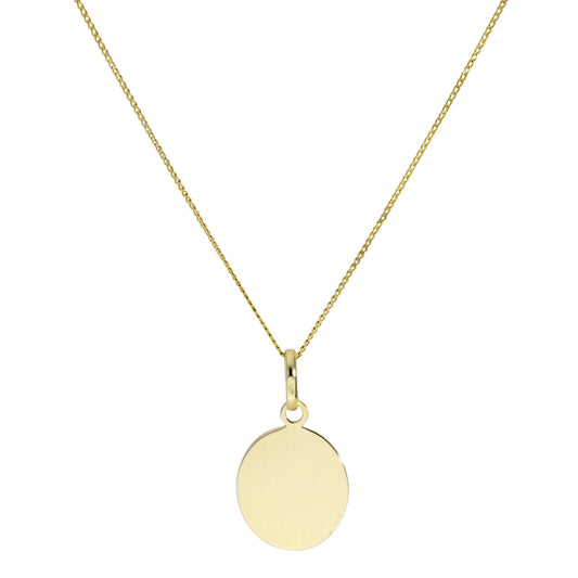 Collier pendentif ovale gravable en or 9 carats de 40 à 50 cm