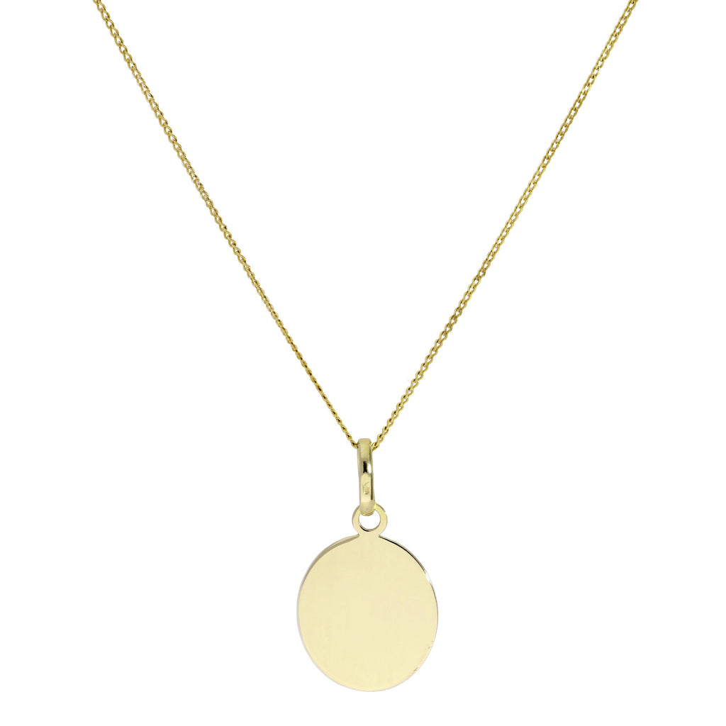 Collier pendentif ovale gravable en or 9 carats de 40 à 50 cm
