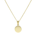 Collier pendentif rond gravable en or 9 carats, chaîne de 40 à 50 cm