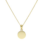 Collier pendentif rond gravable en or 9 carats, chaîne de 40 à 50 cm