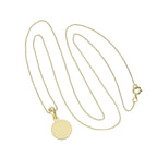 Collier pendentif rond gravable en or 9 carats, chaîne de 40 à 50 cm