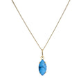 Collier pendentif ovale en or 9 carats et turquoise de 40 à 50 cm