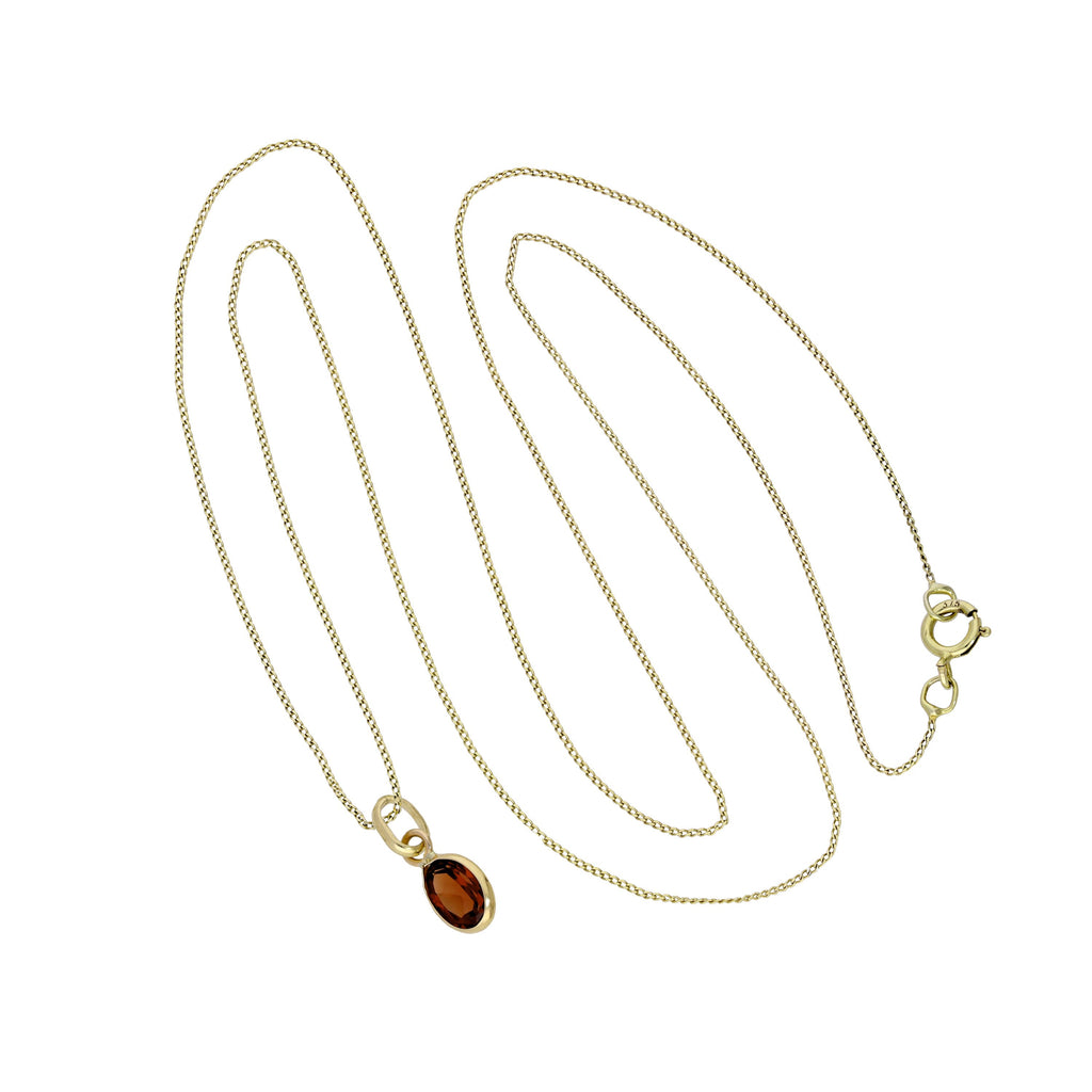 Collier pendentif ovale en or 9 carats et cristal CZ grenat de 40 à 50 cm