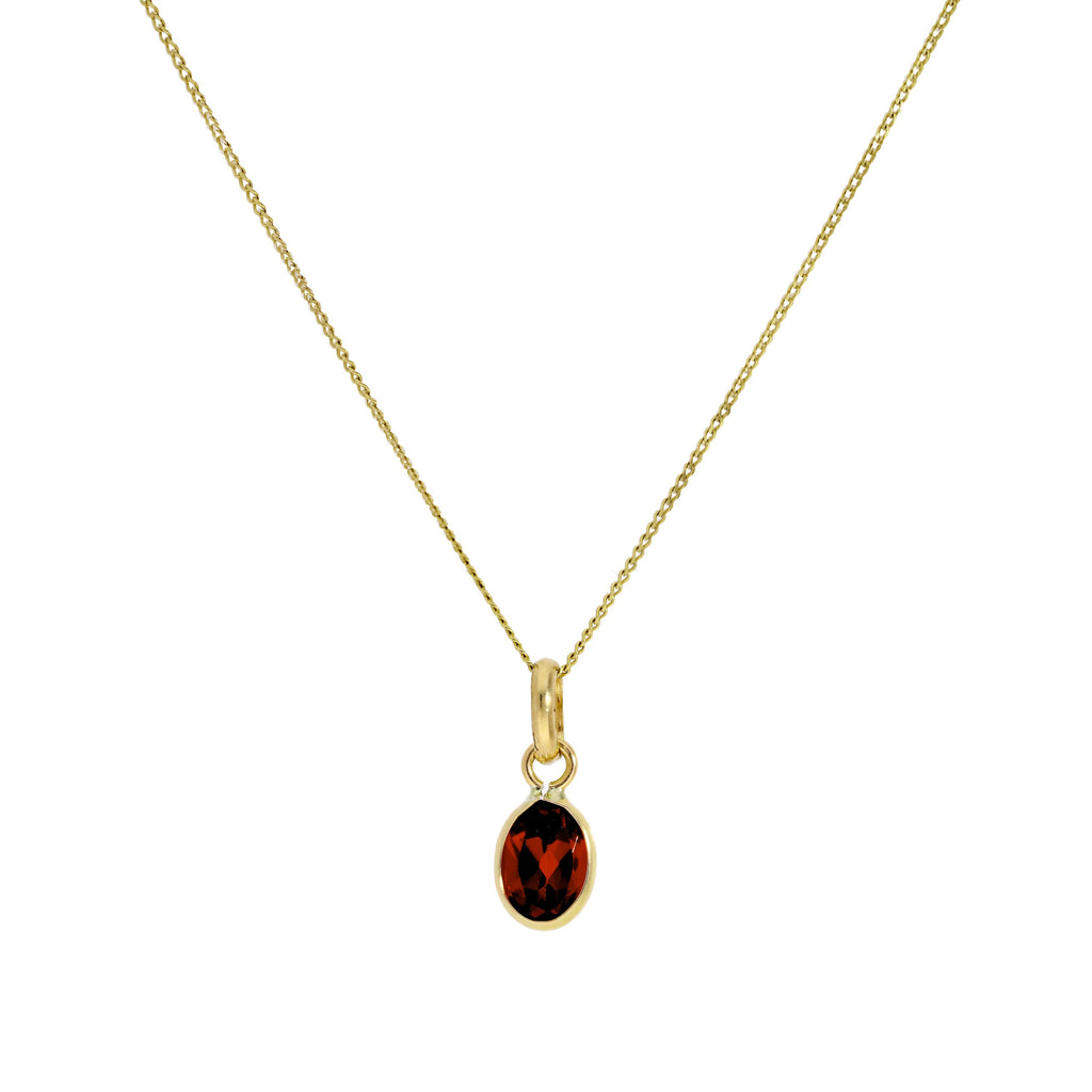 Collier pendentif ovale en or 9 carats et cristal CZ grenat de 40 à 50 cm
