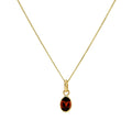 Collier pendentif ovale en or 9 carats et cristal CZ grenat de 40 à 50 cm