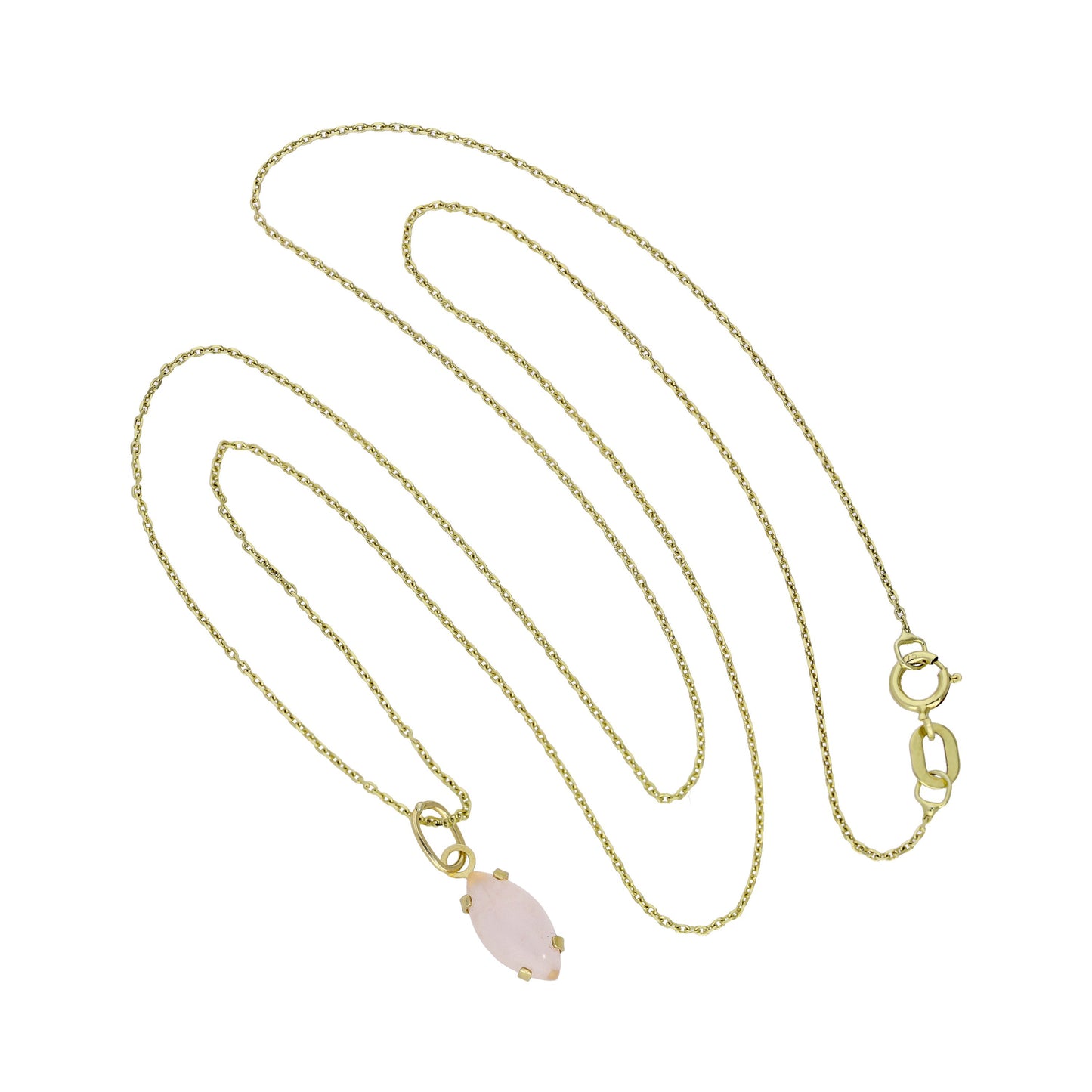 Collier pendentif ovale en or 9 carats et quartz rose CZ, 40 à 50 cm