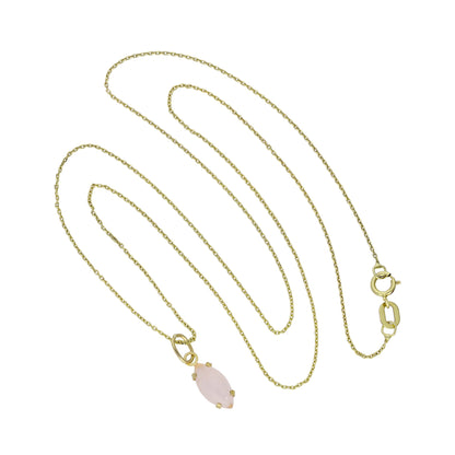Collier pendentif ovale en or 9 carats et quartz rose CZ, 40 à 50 cm