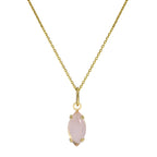 Collier pendentif ovale en or 9 carats et quartz rose CZ, 40 à 50 cm