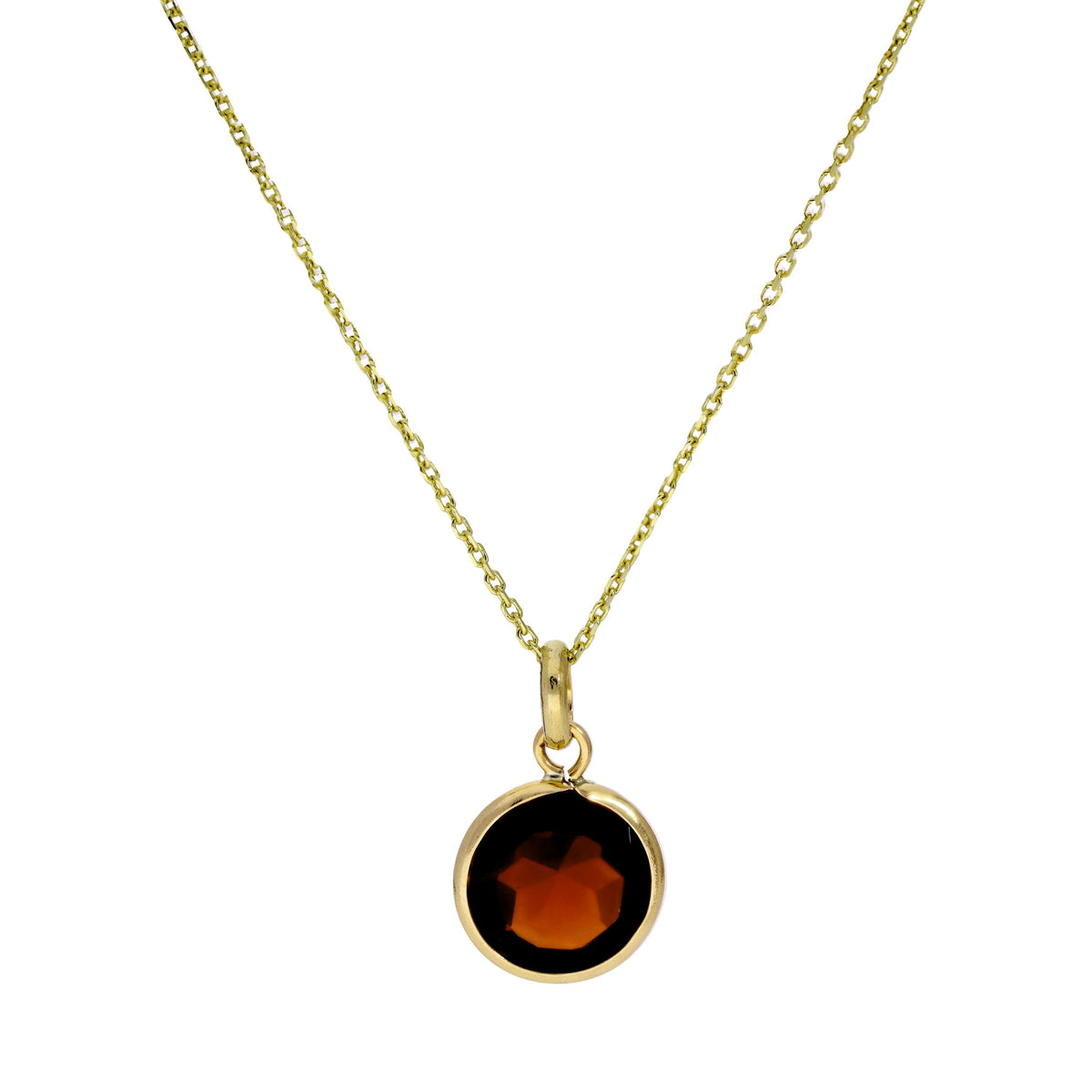 Collier pendentif rond en or 9 carats et grenat CZ de 40 à 50 cm