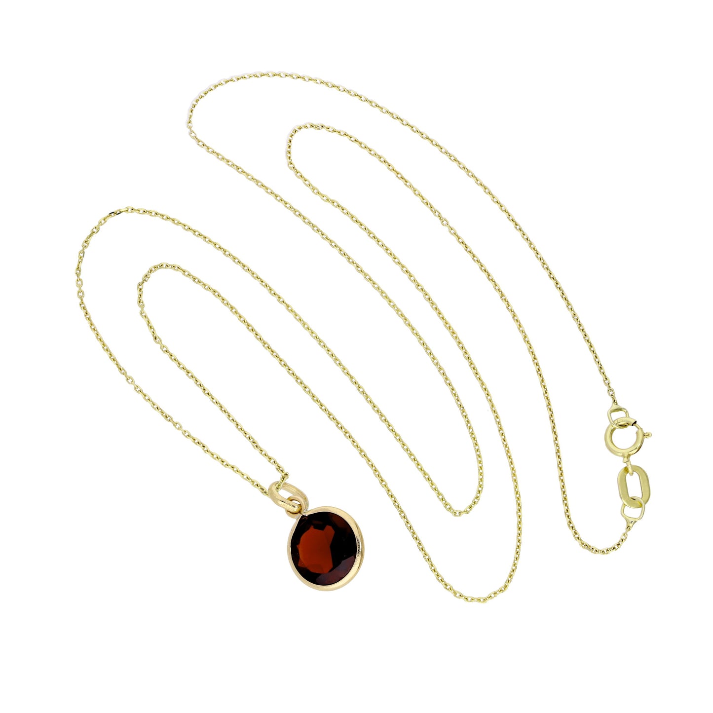 Collier pendentif rond en or 9 carats et grenat CZ de 40 à 50 cm
