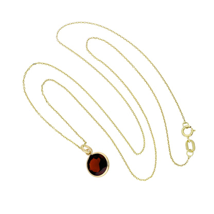 Collier pendentif rond en or 9 carats et grenat CZ de 40 à 50 cm
