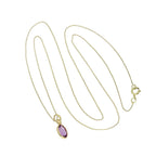 Collier pendentif ovale en or 9 carats et cristal CZ améthyste 40 à 50 cm