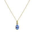 Collier pendentif ovale en or 9 carats et cristal CZ aigue-marine de 40 à 50 cm