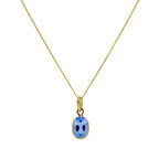 Collier pendentif ovale en or 9 carats et cristal CZ aigue-marine de 40 à 50 cm