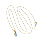 Collier pendentif ovale en or 9 carats et cristal CZ aigue-marine de 40 à 50 cm