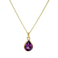 Collier avec pendentif en forme de larme en or 9 carats et améthyste CZ, 40 à 50 cm