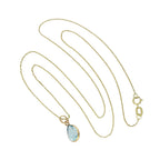 Collier avec pendentif en forme de larme en or 9 carats et cristal CZ aigue-marine, 40 à 50 cm