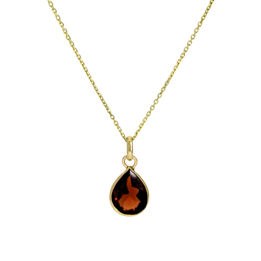 Collier pendentif en forme de larme en or 9 carats et grenat CZ, 40 à 50 cm
