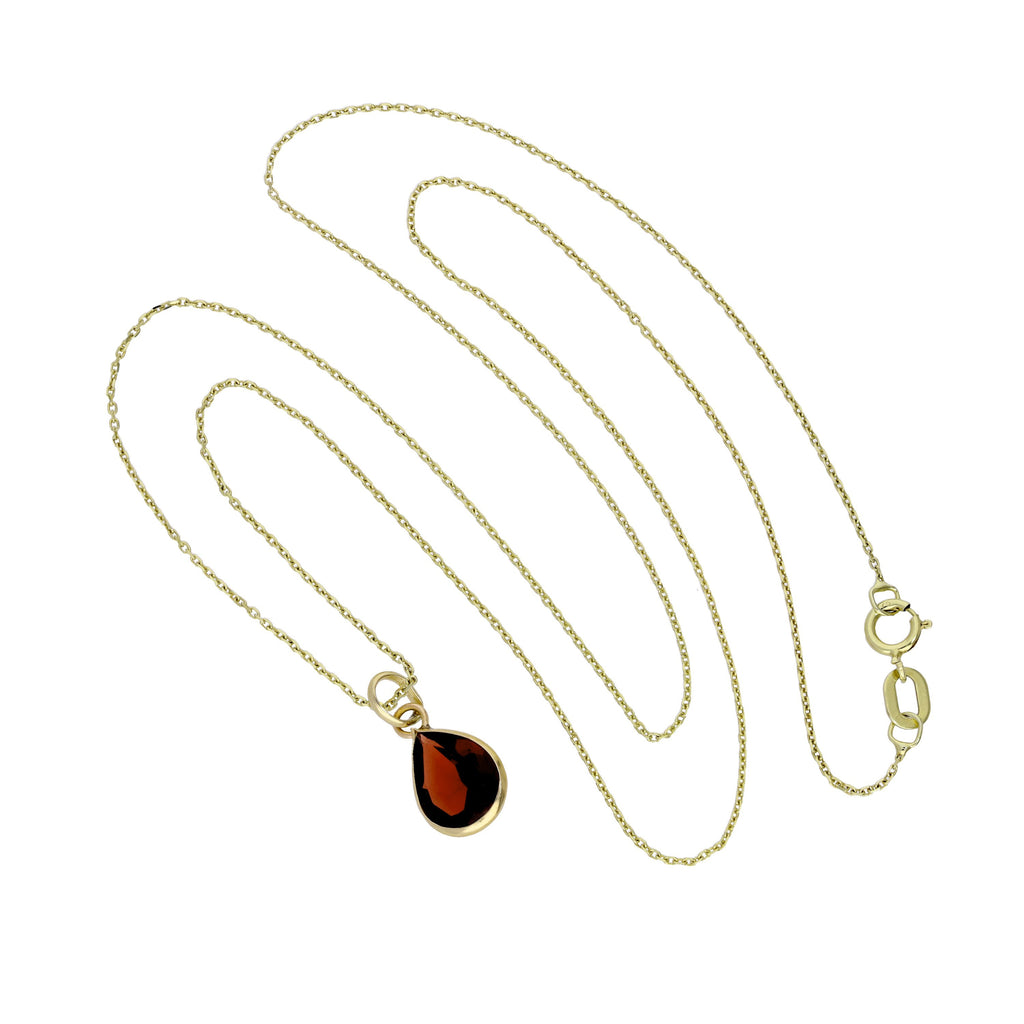 Collier pendentif en forme de larme en or 9 carats et grenat CZ, 40 à 50 cm