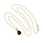 Collier pendentif en forme de larme en or 9 carats et grenat CZ, 40 à 50 cm