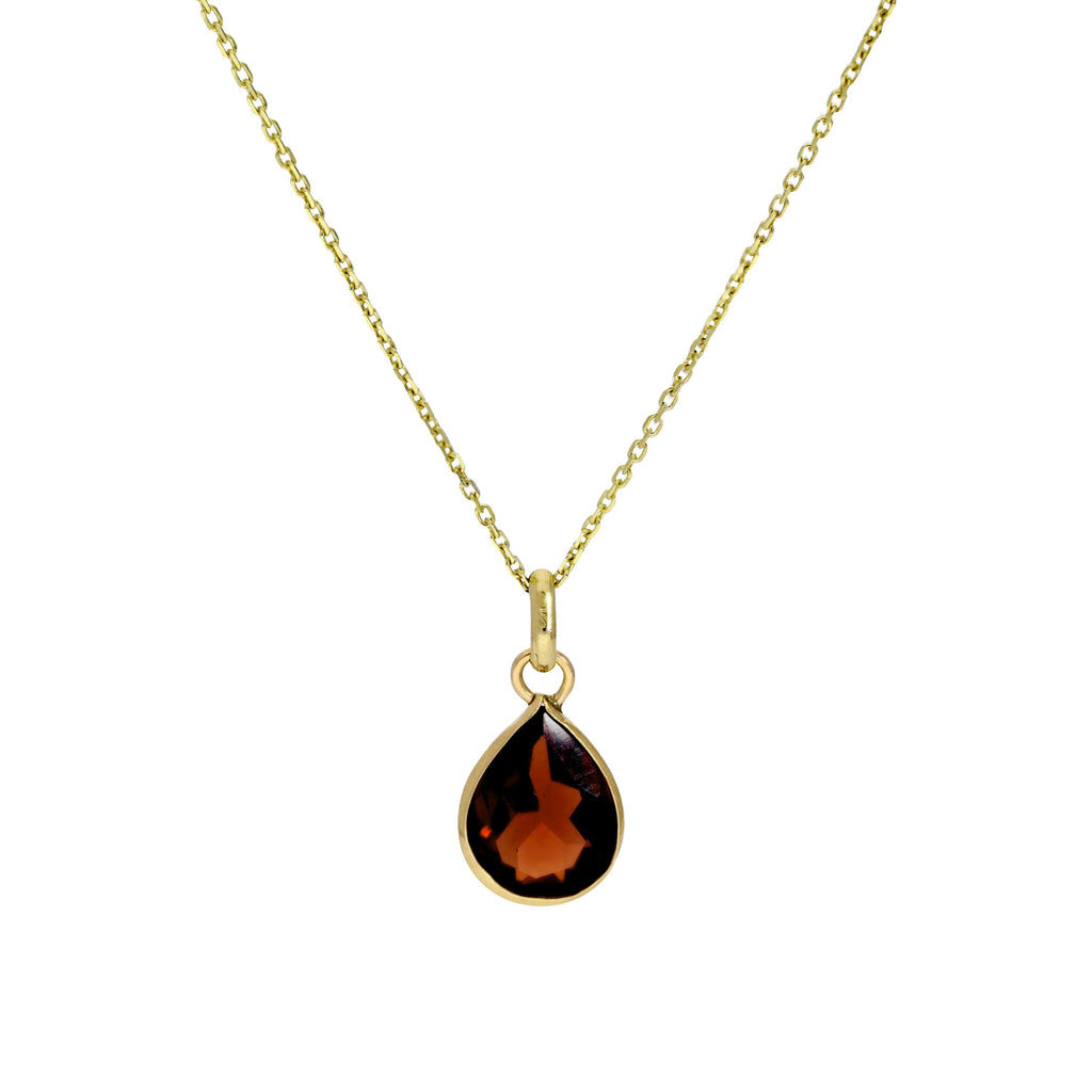 Collier pendentif en forme de larme en or 9 carats et grenat CZ, 40 à 50 cm