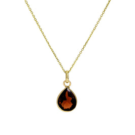 Collier pendentif en forme de larme en or 9 carats et grenat CZ, 40 à 50 cm