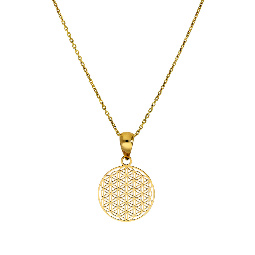 Collier avec pendentif étoile fleur de vie en or 9 carats, 40 à 50 cm