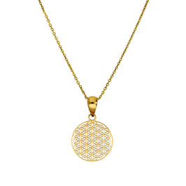 Collier avec pendentif étoile fleur de vie en or 9 carats, 40 à 50 cm