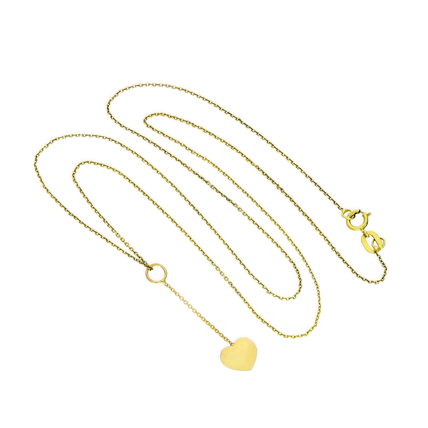 Collier pendentif goutte en or 9 carats en forme de cœur, 40 à 50 cm
