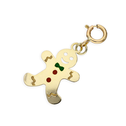 Breloque à clip en or 9 carats en forme de bonhomme en pain d'épices