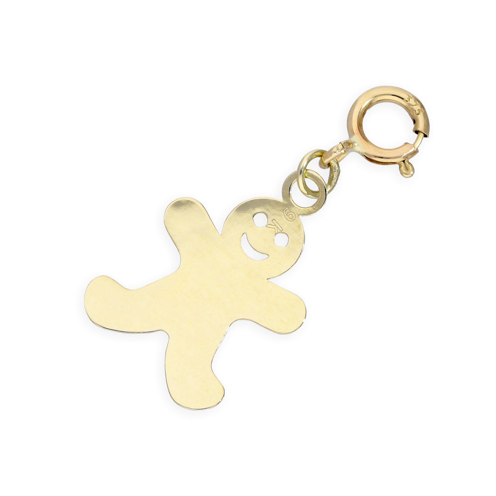 Breloque à clip en or 9 carats en forme de bonhomme en pain d'épices