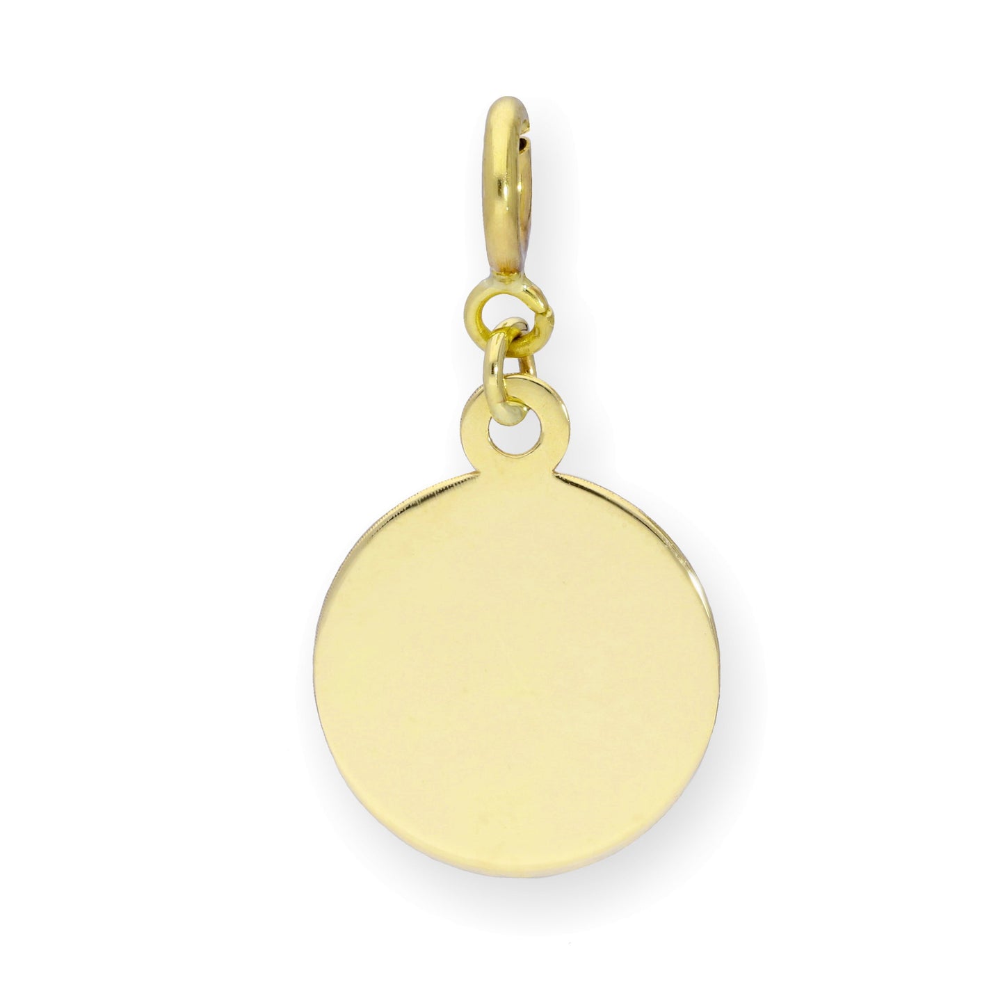 Breloque ronde à clip gravable en or 9 carats