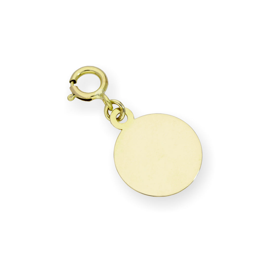 Breloque ronde à clip gravable en or 9 carats