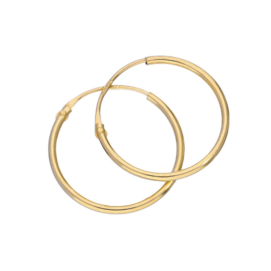 Boucles d'oreilles créoles dormeuses en or 9 carats de 12 mm