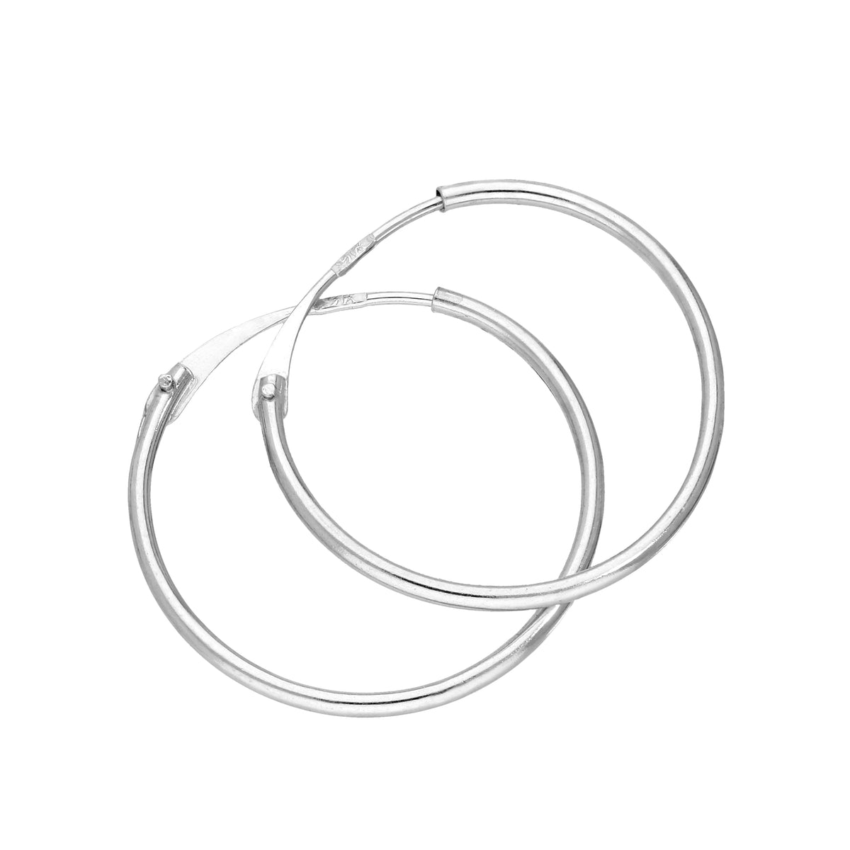 Boucles d'oreilles créoles dormeuses en or blanc 9 carats