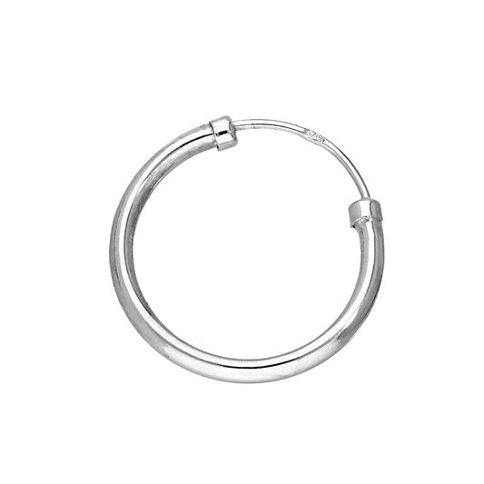 Boucle d'oreille simple créole pour homme en or blanc 9 carats