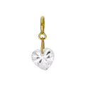Breloque à clip en forme de cœur en or 9 carats et cristal CZ transparent