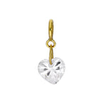 Breloque à clip en forme de cœur en or 9 carats et cristal CZ transparent