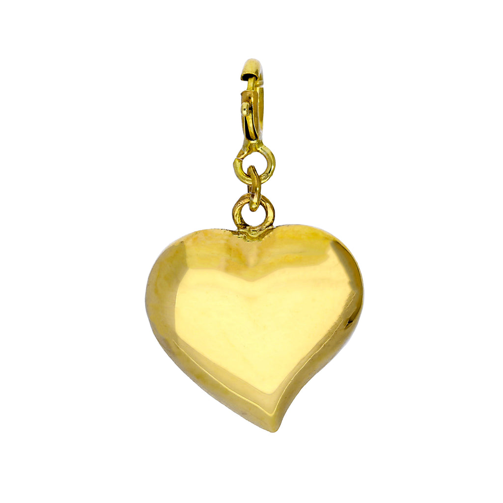 Breloque à clip en forme de cœur en or 9 carats